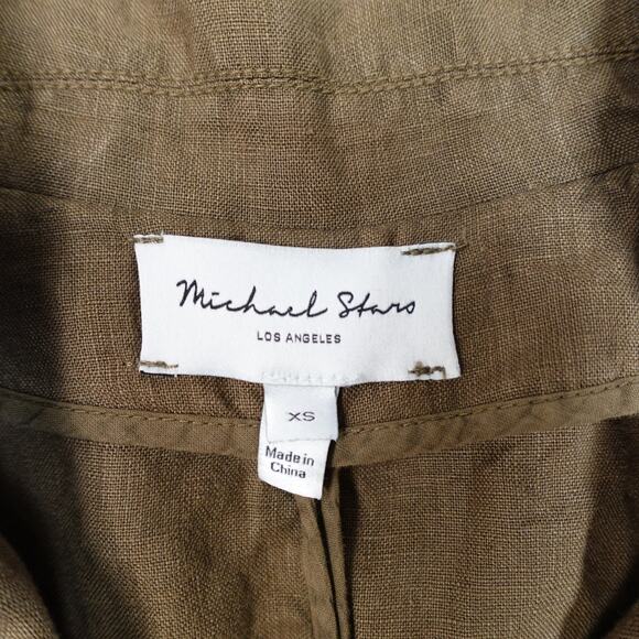 Michael Stars Blazer Womens Extra Small Lottie Linen Jacket One Button Green - Picture 3 of 10